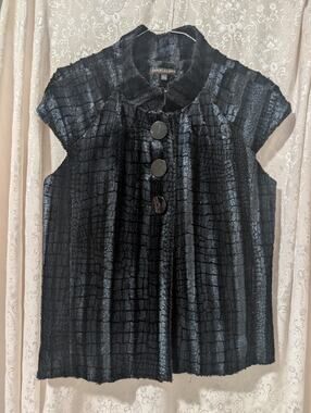 Robert Kitchen Temptation Black Croc Embossed Cap Sleeve Jacket M Y2K
